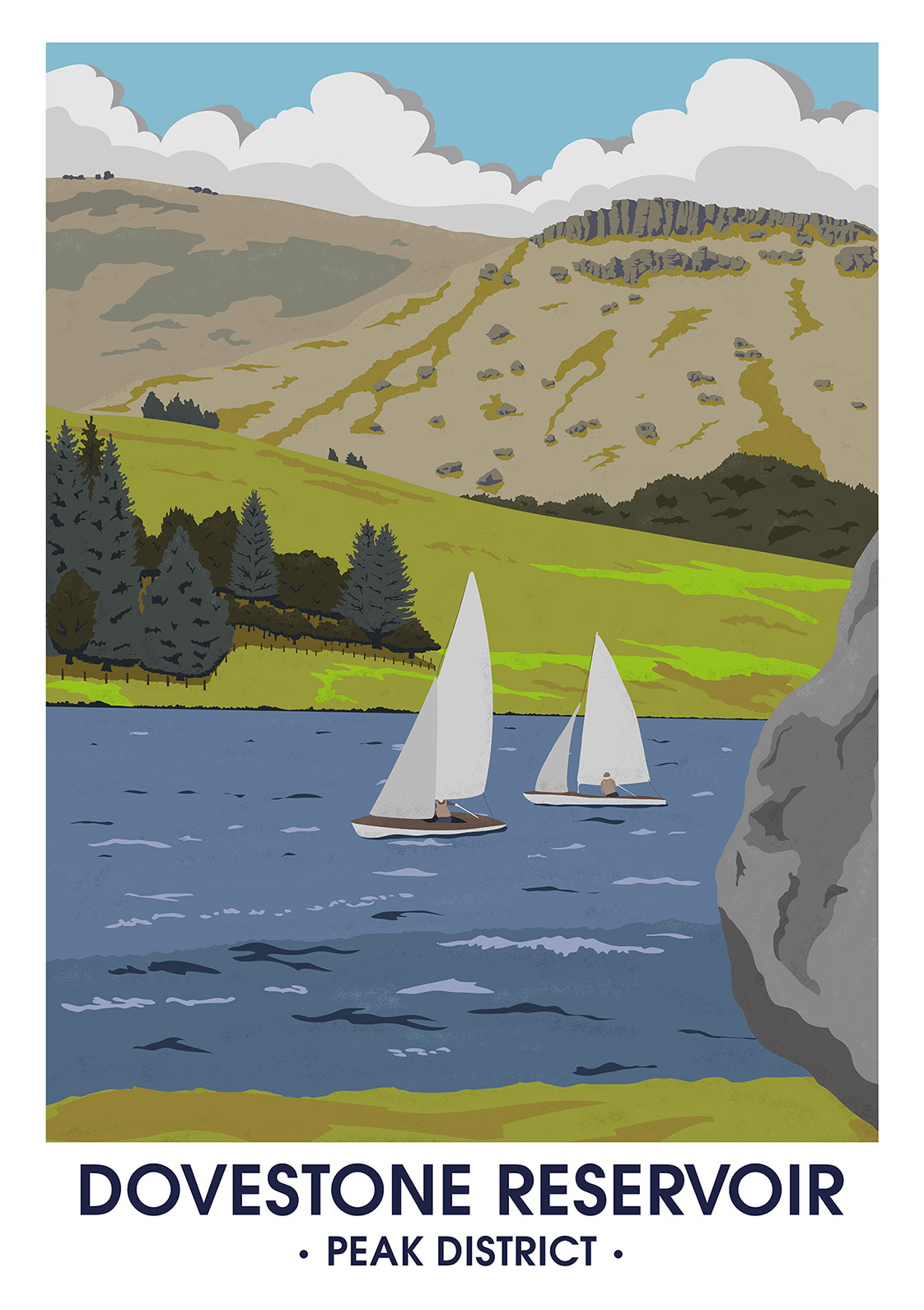Dovestone Reservoir - Travel Poster - Portrait Lustre Art Print - Image 2